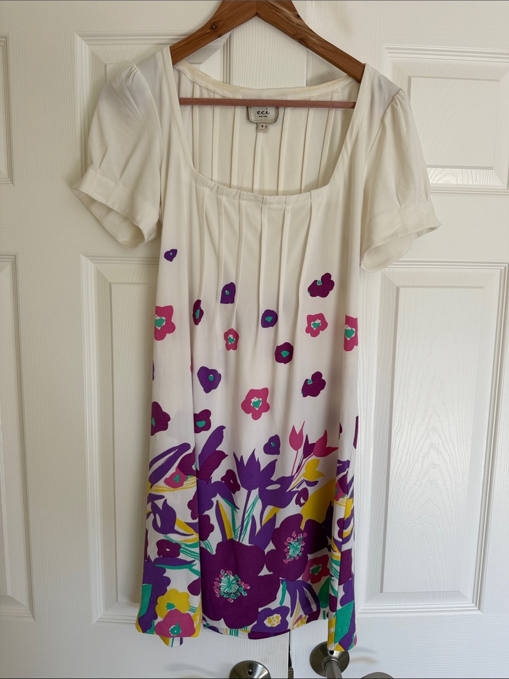 ECI Cream/White Blouse with Subtle Stitch Detail